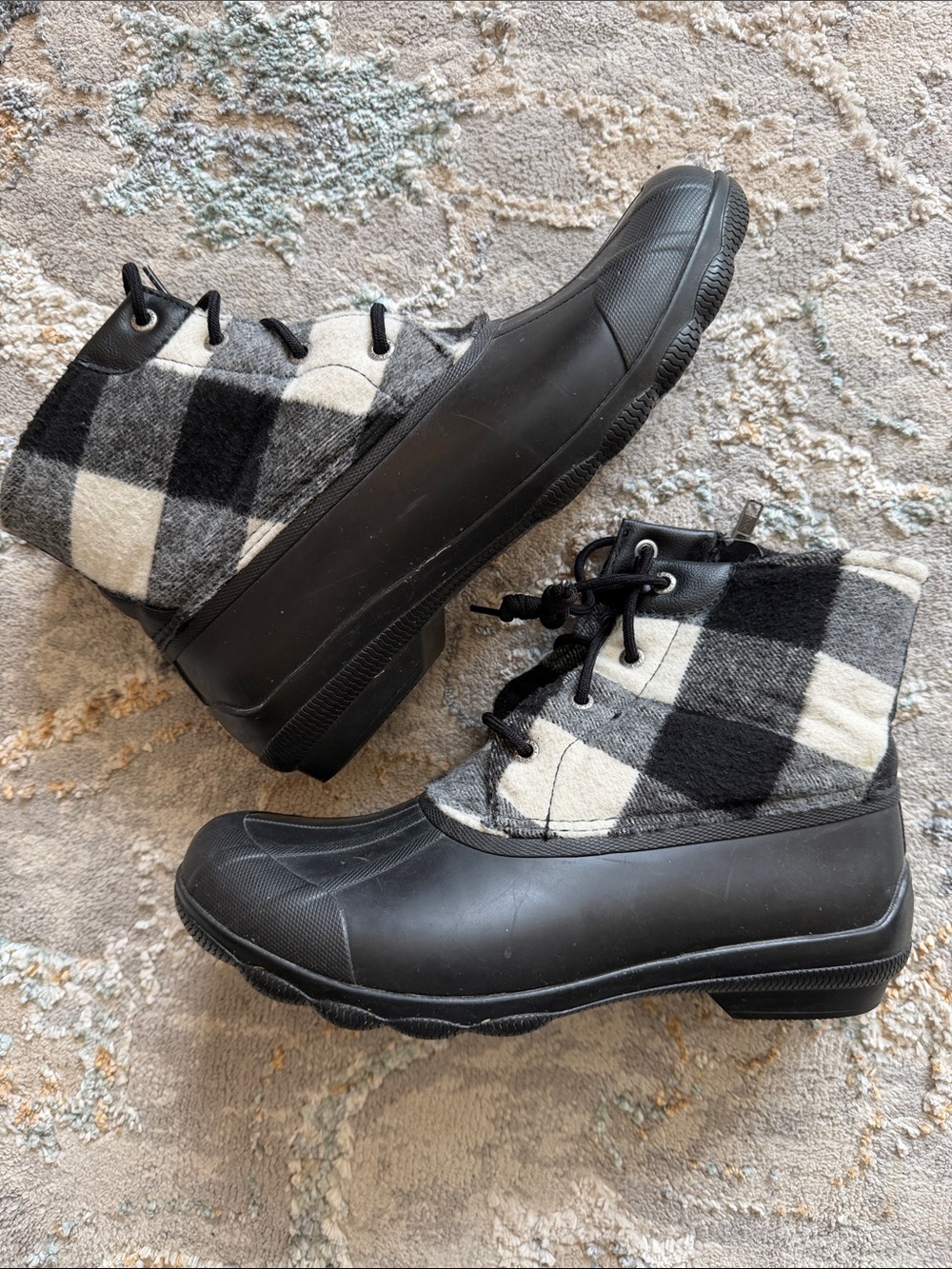 Sperry Buffalo Plaid Saltwater Duck Boots